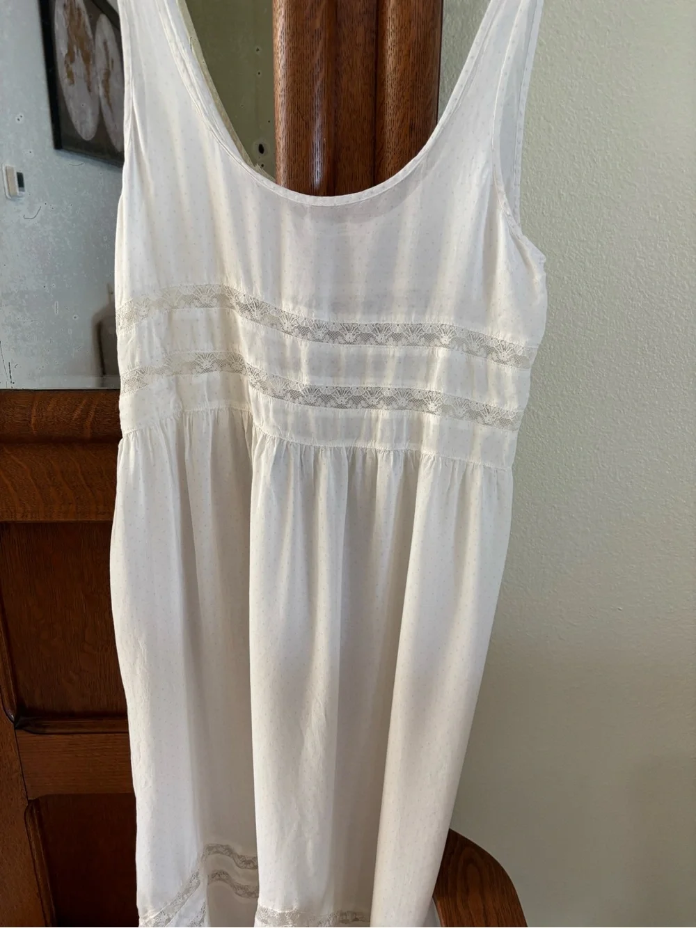 Free People Cream Lace-Panel Floaty Chemise